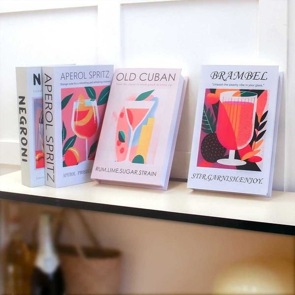 Aperol Cocktail Fake Books for Decor Ornaments for Home Fake Books Room Decoration Coffee Table Decoration Book Prop Book W240826