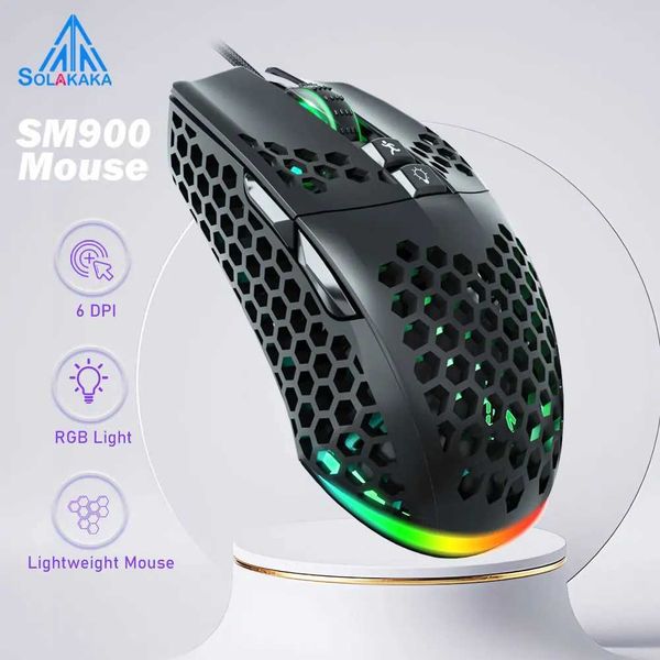 Mouse de jogo com fio SM900 Low Latência 12800 DPI 7 Botões RO Software Honeycb M Para PC Laptop Z250113