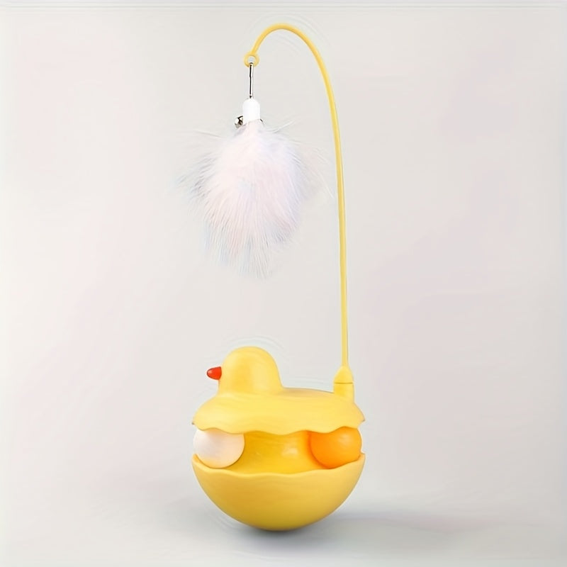 TEMU Duck Cat Toy - Interactive, Detachable & Washable With Feather And Bell For Teasing, Self-play, And Dental Health - All , No Batteries Needed,