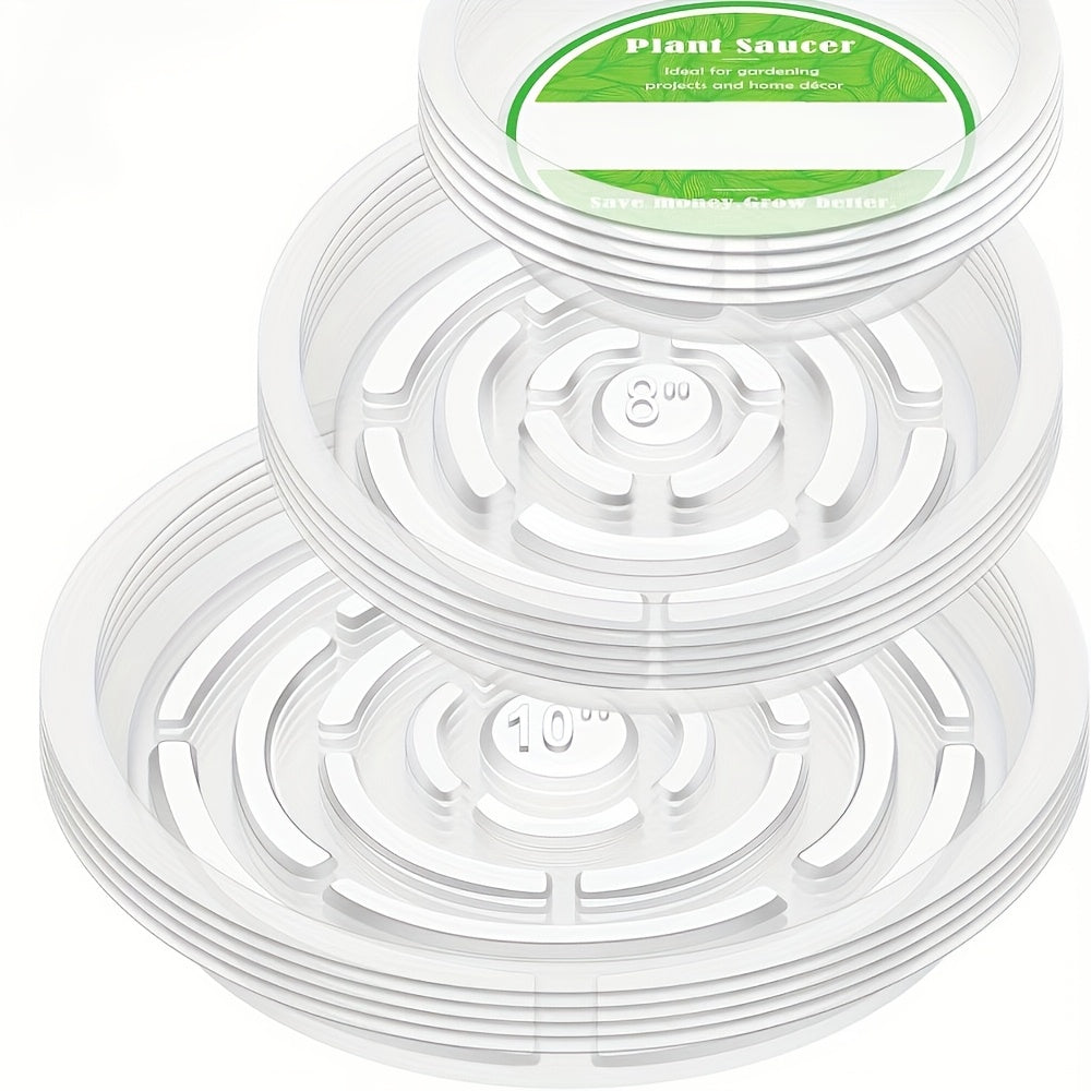 TEMU 15 Pack Of 6, 8, 10 Inches Clear Plant Saucers Flower Pot Trays, With 15 Pcs Plant Labels, Plastic Plant Drip Trays For Indoor Outdoor Plants