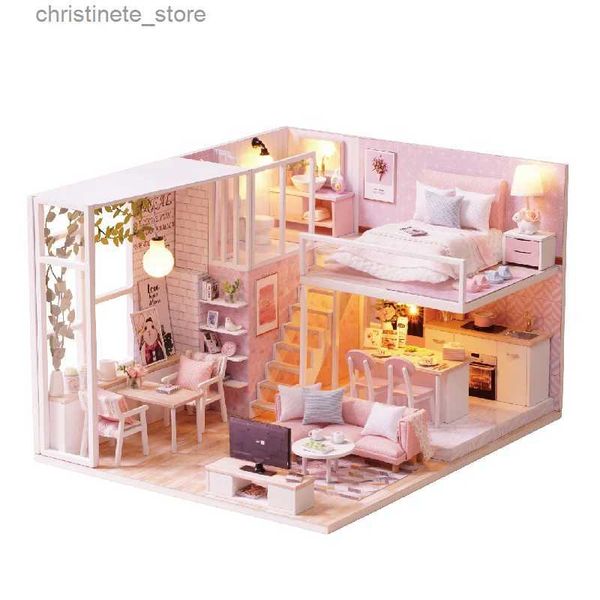 ArchitectureDIY House Doll House furniture toys for children miniature diy Dollhouse casa house for dolls Birthday Christmas Gifts TRANQUIL