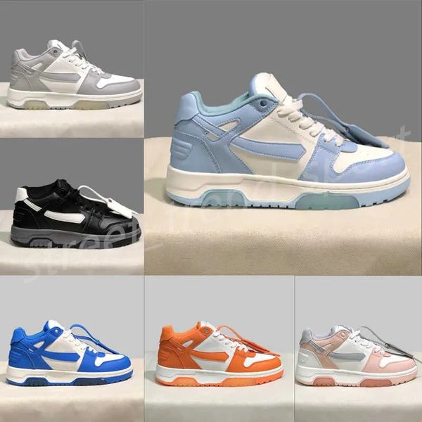 Designer Out Of Office Low Tops Casual Shoes Black White Blue Grey Vintage Distressed Leather Trainers Platform Luxury OFFS Mens Women Loafe