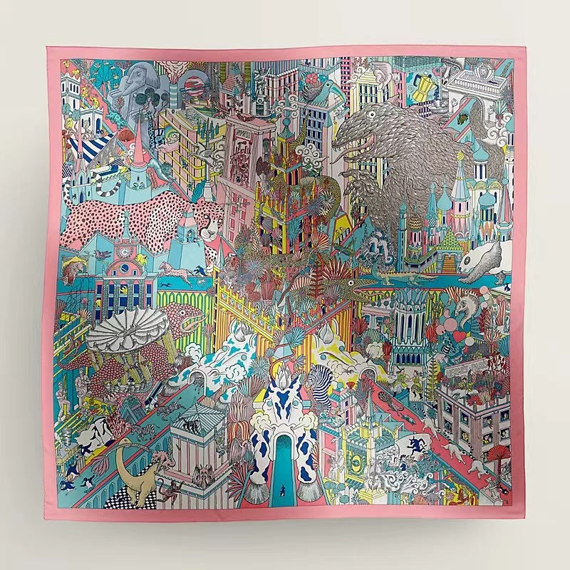 Silk Scarves for Women - Animapolis Designer Luxury Scarves Shawls Wraps in 9 Colors 140cm Z250805