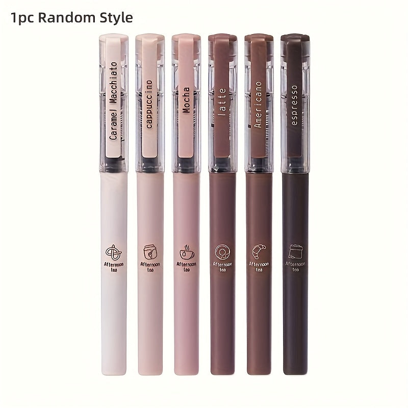 TEMU 1pc Coffee-themed Gel Pen With 0.5mm Refillable Tip - Fast-drying Black Ink, , For Office & Study, Stylish Metallic Accents, Office Stationery,