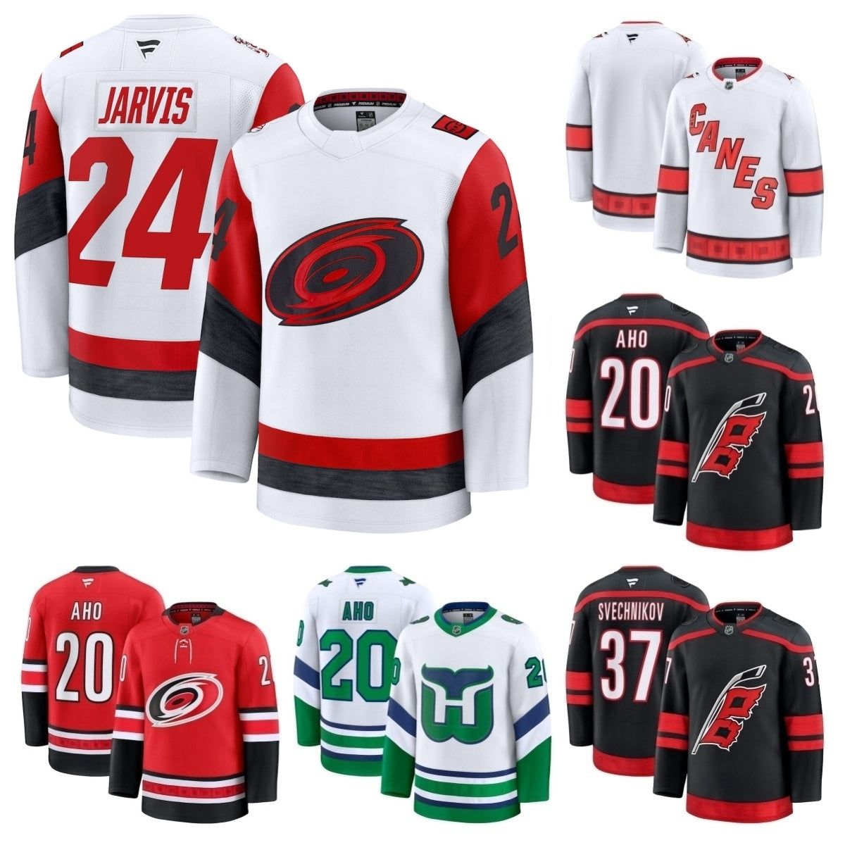 Taylor Hall Hurricanes Jersey Hockey Seth Jarvis Shayne Gostisbehere Sebastian Aho Alexander Nikishin Jackson Blake Logan Stankoven Eric Robinson K&