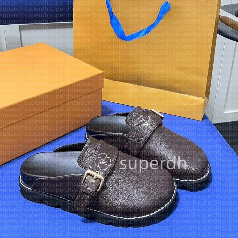 Designer Slipper Flat Scuffs sandals Calfskin Mules cosy clog Letter Printing Comfort Casual Shoes Platfo rm fashion womens fluffy shoe size 35-45 0