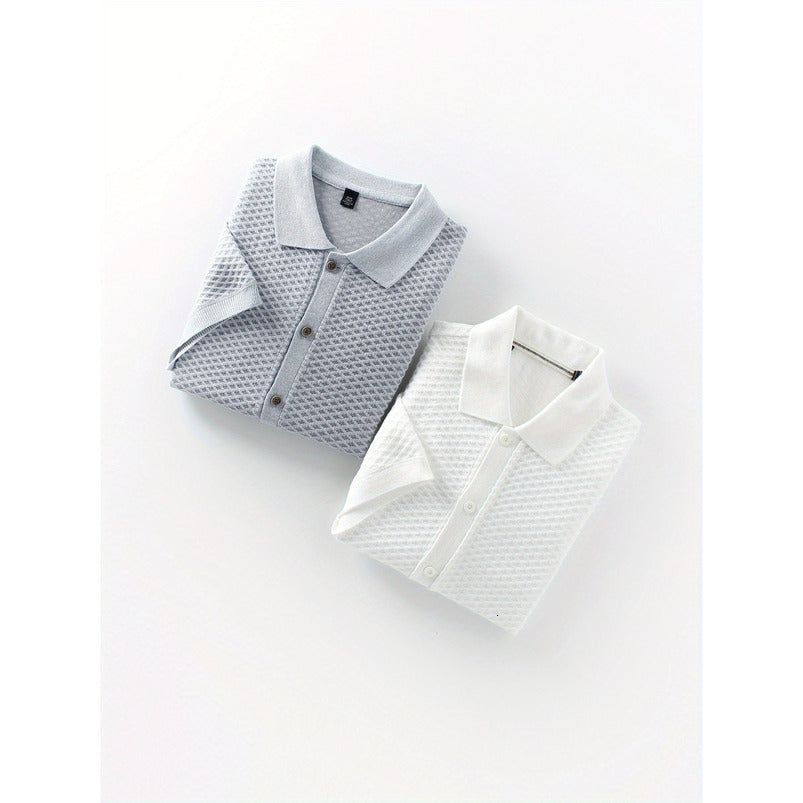 Men&#039;s Sports Casual Short Sleeve Shirt Breathable Knitted Fabric, Suitable Hiking, Outdoor Daily Wear - Machine Washable Essential for Spring,