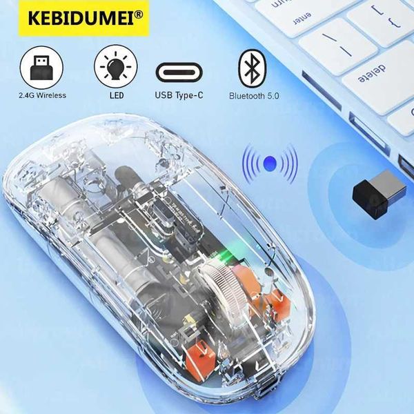 Mice Transparent wireless mouse for laptop-PC-Windows 2.4G Bluetooth 2400 DPI the third mock examination charging mouse Luminous computer mo