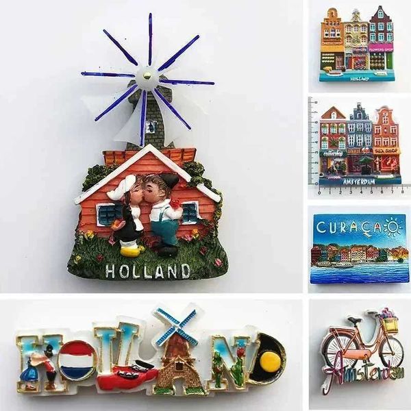 Netherlands Curacao Fridge Magnets Tourist Souvenirs Holland Windmill Amsterdam Magnetic Refrigerator Stickers Home Decor GiftsM240808
