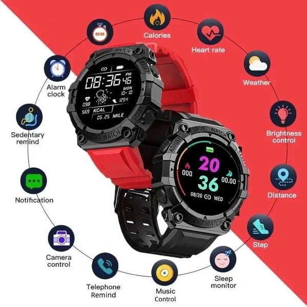 Smart Watch Fitness Bracelet Sport Pedometer Control Music BT Connection Clock Alarm Weather Message Smartwatch FD68S Y56 M240824