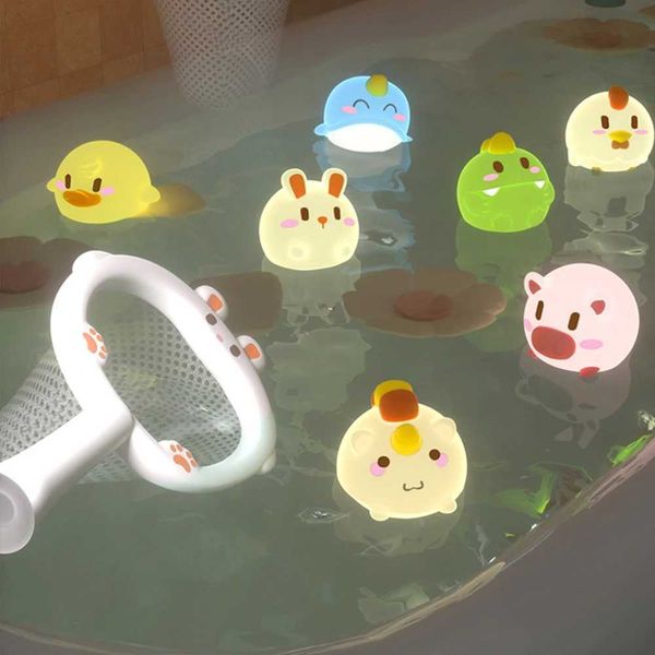 LED Light Up Toys Baby Cute Animals Bath Toy Swimming Water Soft Rubber Float Induction Luminous Duck for Kids Play Funny Gifts C250117