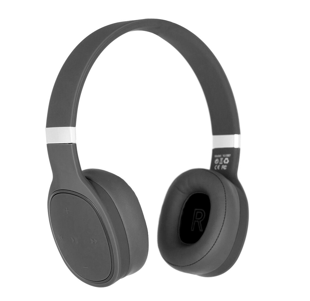 Wireless Over-Ear Headphones with Deep Bass & Microphone - Gray