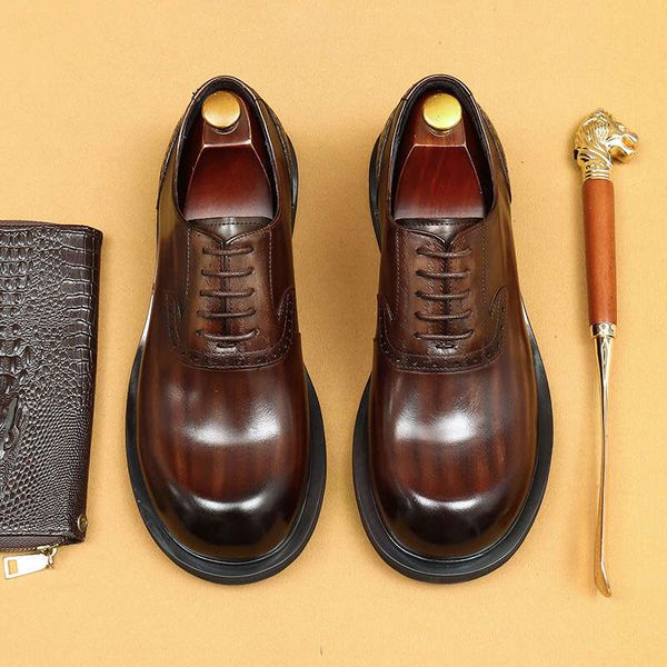 Business Casual Men&#039;s Genuine Leather British Polished Oxford Round Toe Plus Size Shoes