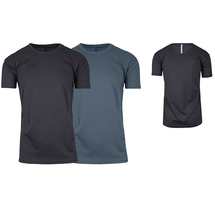 Moisture-Wicking Sports Tops for Men (2-Pack) - Black & Charcoal (Short Sleeve) - 2XL