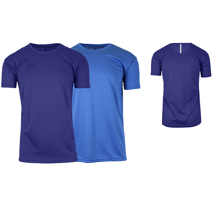 Moisture-Wicking Sports Tops for Men (2-Pack) - Navy & Medium Blue (Short Sleeve) - 2XL