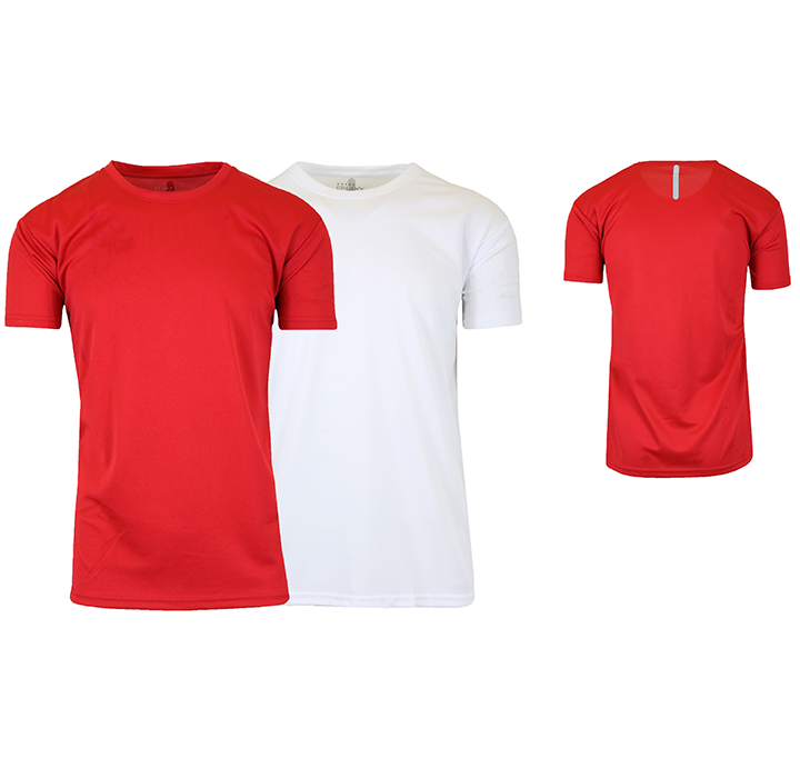 Moisture-Wicking Sports Tops for Men (2-Pack) - Red & White (Short Sleeve) - M