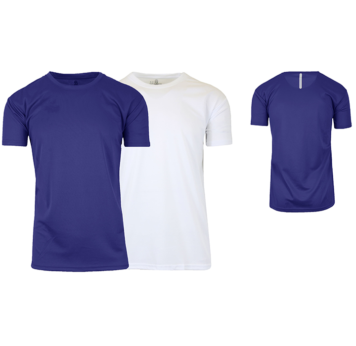 Moisture-Wicking Sports Tops for Men (2-Pack) - Navy & White (Short Sleeve) - L