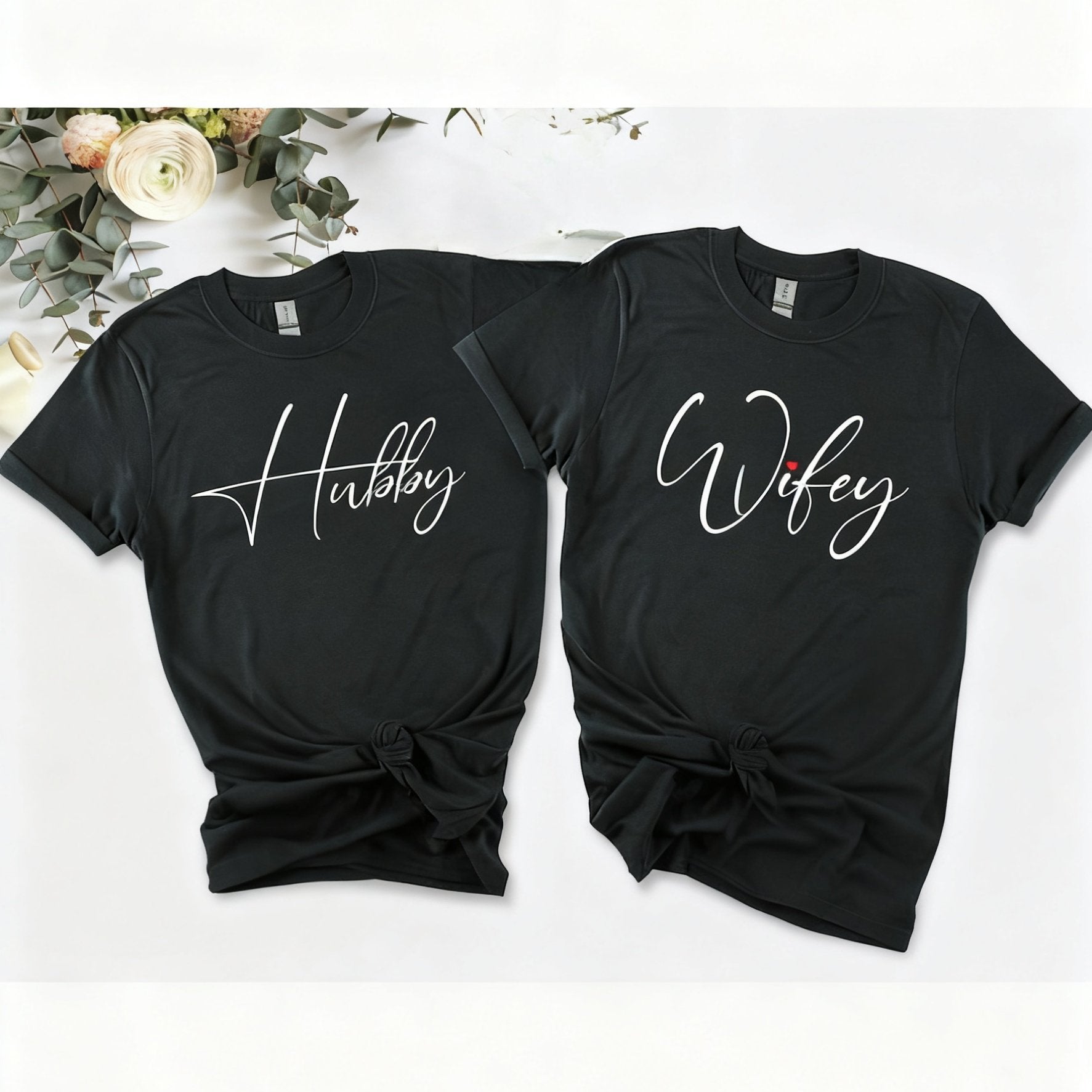TEMU 1pc Szh Wifey Matching Couple T-shirts- Year, Black Relaxed Fit Crewneck Short Sleeve Shirts, One-sided Printed Valentine's Wedding Anniversary