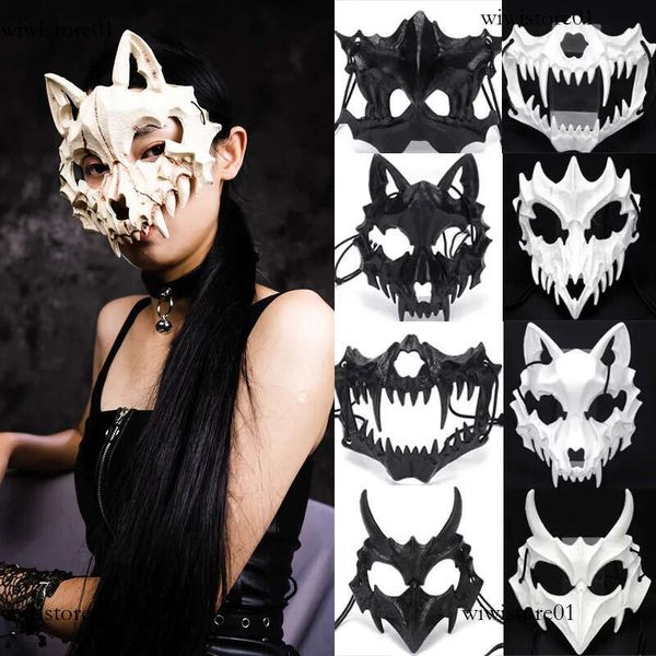 Halloween Mask Half-Face Mask Cos Dragon God Fierce Tiger Night Fork Tengu Man Wolf Mask Performance Skull Masks 762