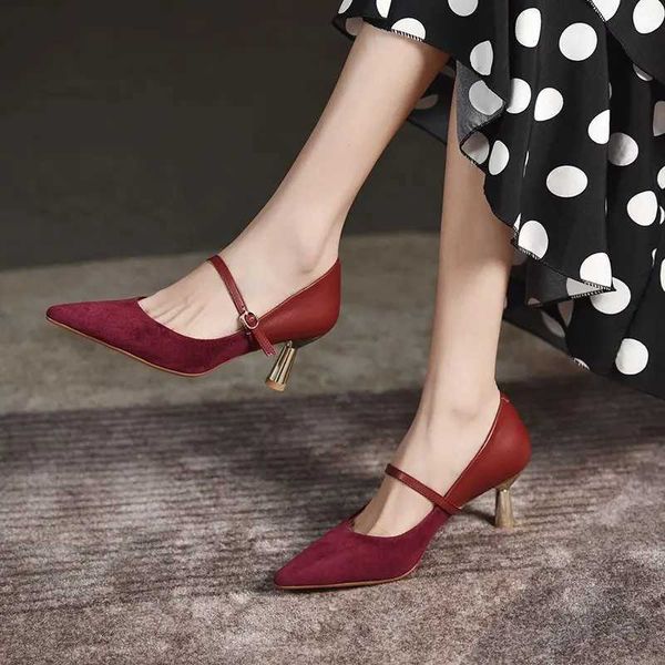 Shoes for Woman 2024 Pumps Evening Womens Summer Footwear Bride Pointed Toe on Heeled High Heels Red Casual Chic and ElegantC241127