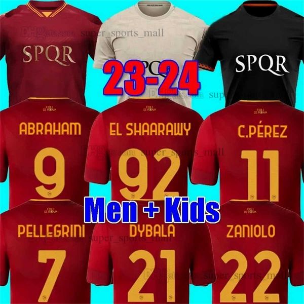 23 24 New season Soccer jerseys DYBALA romas maglia Pellegrini belotti CELIK Abraham 2023 2024 Football shirts MANCINI KUMBULLA men kids kit