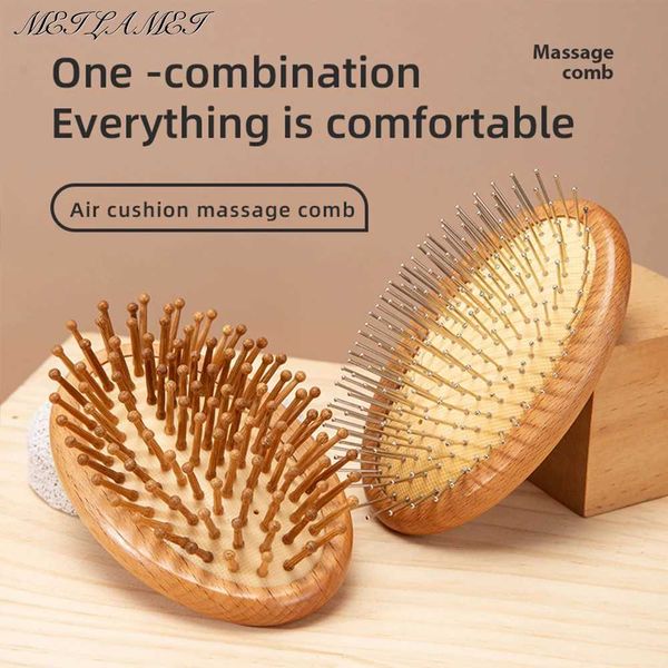 1 piece-2 pieces of wooden comb professional health paddle pad hair loss massage brush hair brush scalp hair care healthy bamboo comb W24081