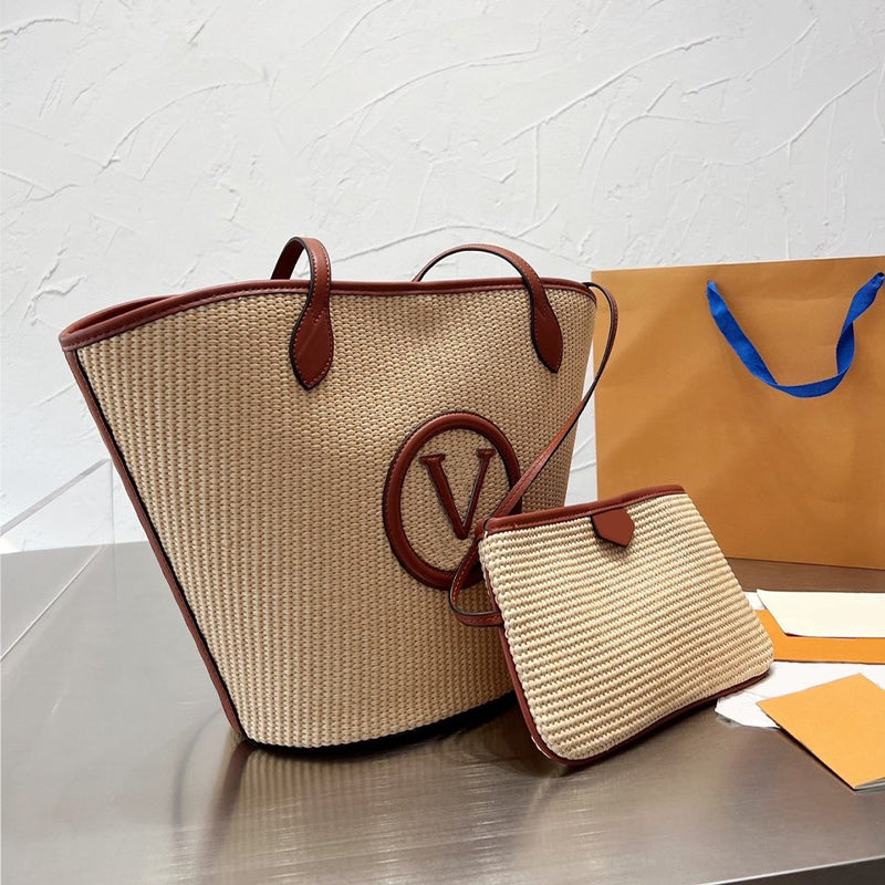 23ss Designer Beach Bags Classic Style Summer Vacation Fashion shopping bags Women&#039;s Shoulder Bag Pure Knitting Straw Woven bags