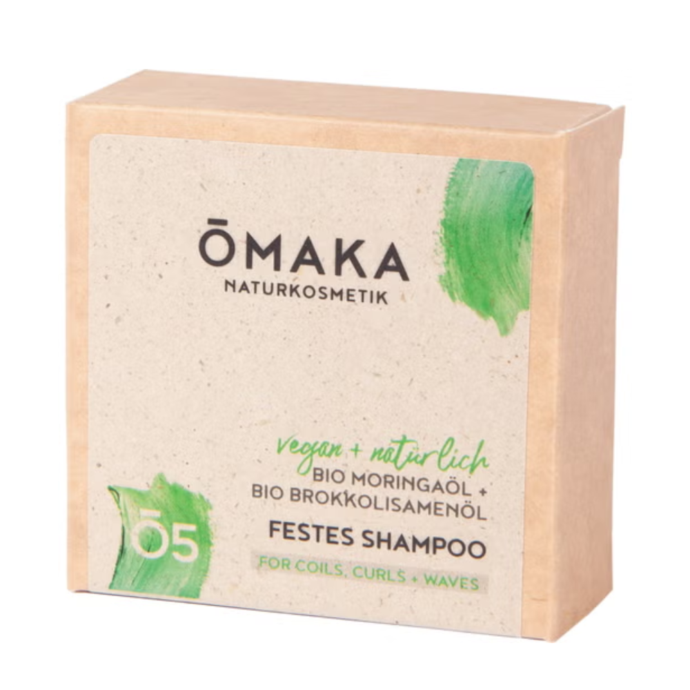 Shampoing solide Ōmaka naturkosmetik Ō5 à l'huile de moringa biologique et à l'huile de graines de brocoli biologique, 55 g