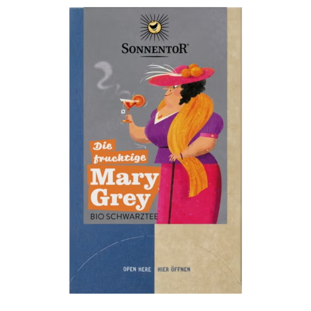 Sonnentor Ekologiskt svart te - Mary Grey - The Fruity, 18 dubbelkammartépåsar (27 g)