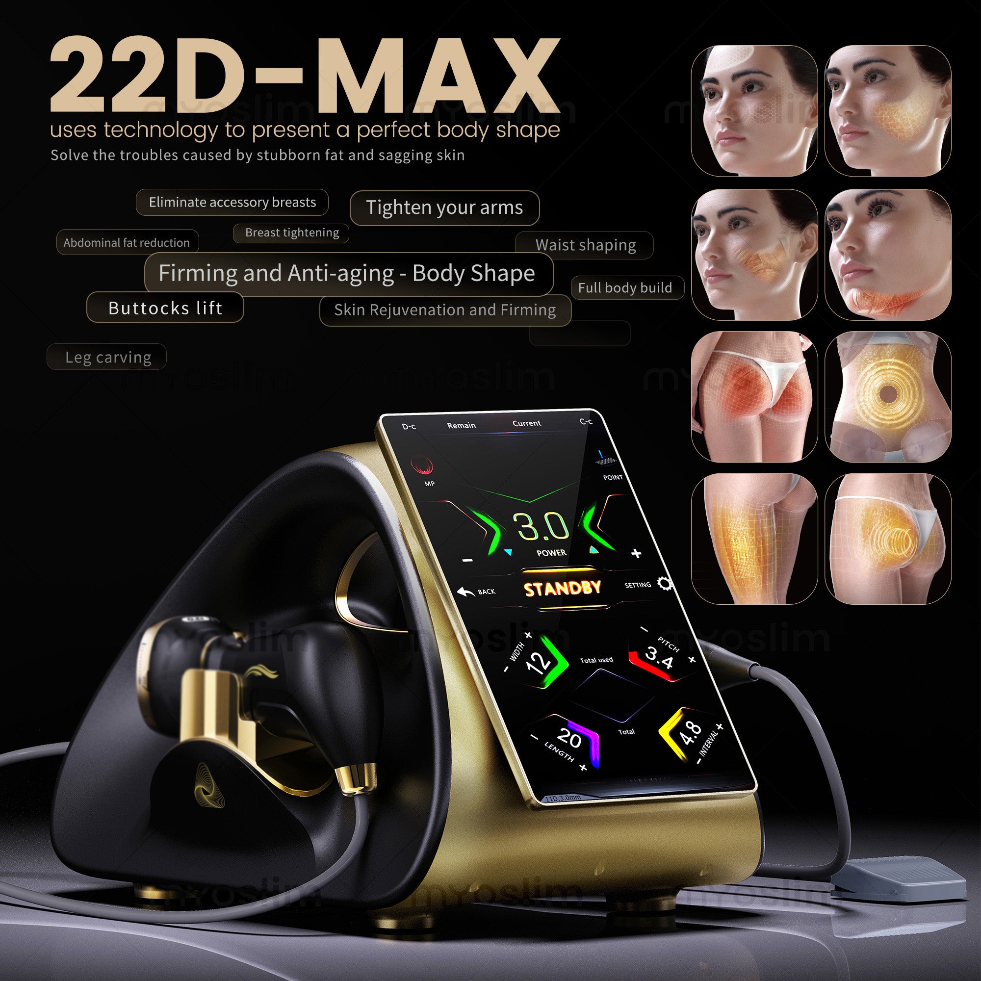 Newest 22D MAX HIFU Face Lifting Machine Unlocking Youthful Skin 12 Rows of Focus Points for Fat Dissolving HIFU Beauty Machine