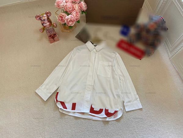 New designer Baby Shirt high quality Kids lapel jacket SIZE 110-150 CM Red letter logo print at hem Child Blouses