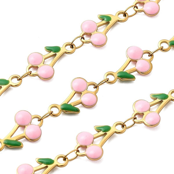 Chaînes à maillons en émail cerise en acier inoxydable 304 avec placage ionique (IP)