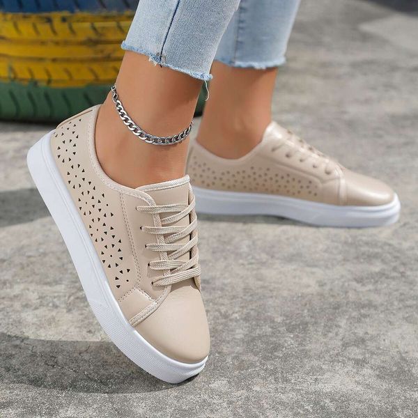 ddmynov Large size spring women&#039;s fashionable and versatile casual round toe flat bottomed sneakers, sports boards