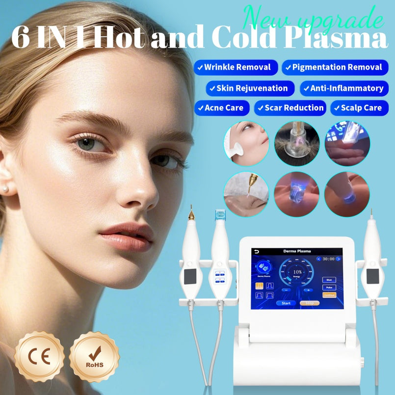 6 In 1 Factory Supply Pigmentation Treatment Plasma Professional Device Easy Adjust Energy Hot And Cold Therapy Skin Care Tool