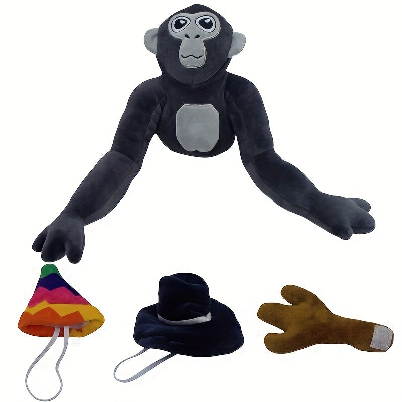 TEMU 1set Cute Gorilla Monkey Plush Doll, Holiday Gift, Suitable For Christmas Halloween Gift