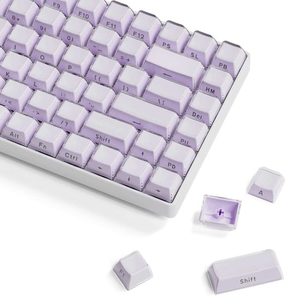 Keyboards 113 Key Purple Jelly Side Print Keycap Ice Crystal Translucent OEM Profile Key cap for Cherry MX 61 68 104 Mechanical Keyboard H24