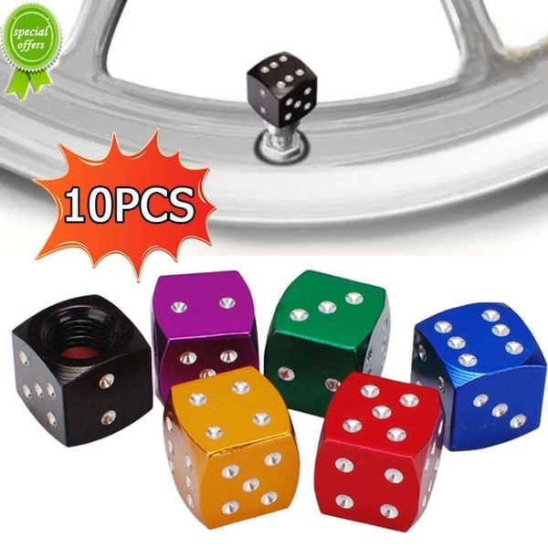 New 10Pcs Aluminum Caps Car Truck Motocycle Bike Dice Tyre Tire Wheel Stem Air Vae Dust Cap Cover
