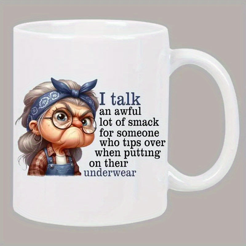 TEMU 11oz Grandma Ceramic Coffee Mug With Humorous Quote – Microwave Safe, Reusable, Ideal For Drinks, Hand Wash Only, Perfect Gift For Birthdays &