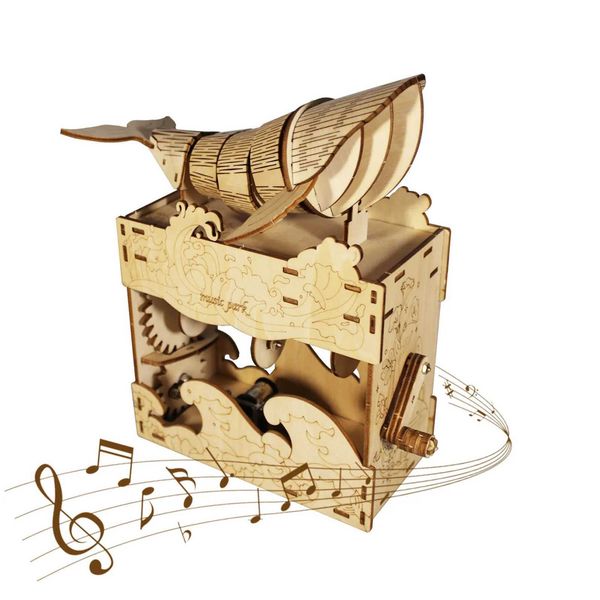 3d wooden puzzle Hand Wh music box Play Beautif Seaside Handmade Assembly Model kit Holidays birthdays Christmas giftsT250117