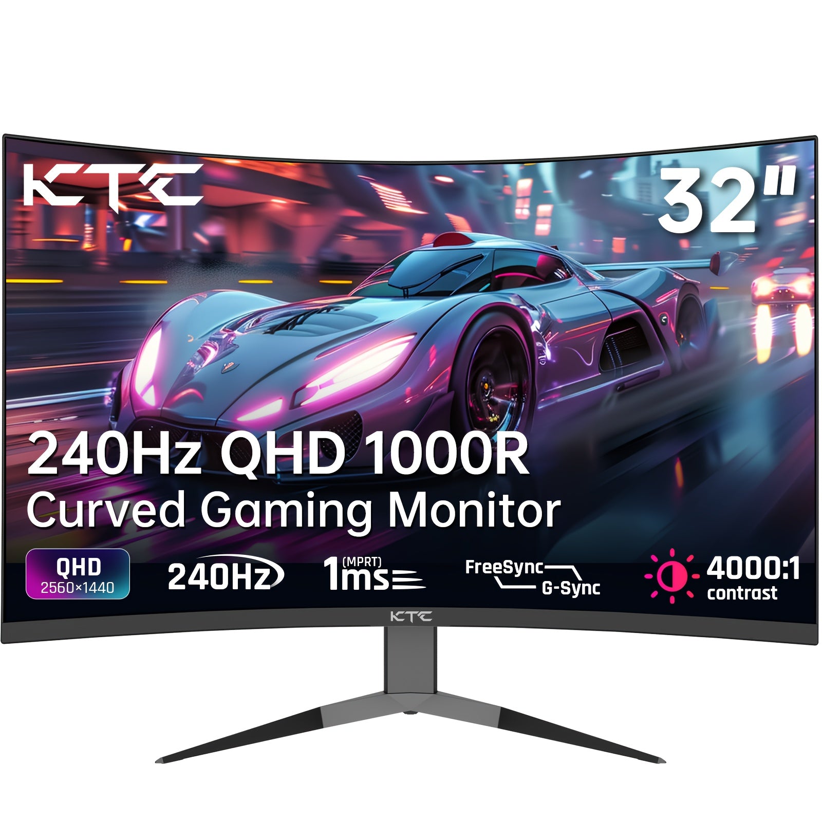 TEMU Ktc 32 Inch 240hz Monitor, 2k 1440p Computer Pc Monitor With 1000r 1ms Frameless, Adaptive Sync, 122% Srgb, , Displayport, Tilt Adjustable,