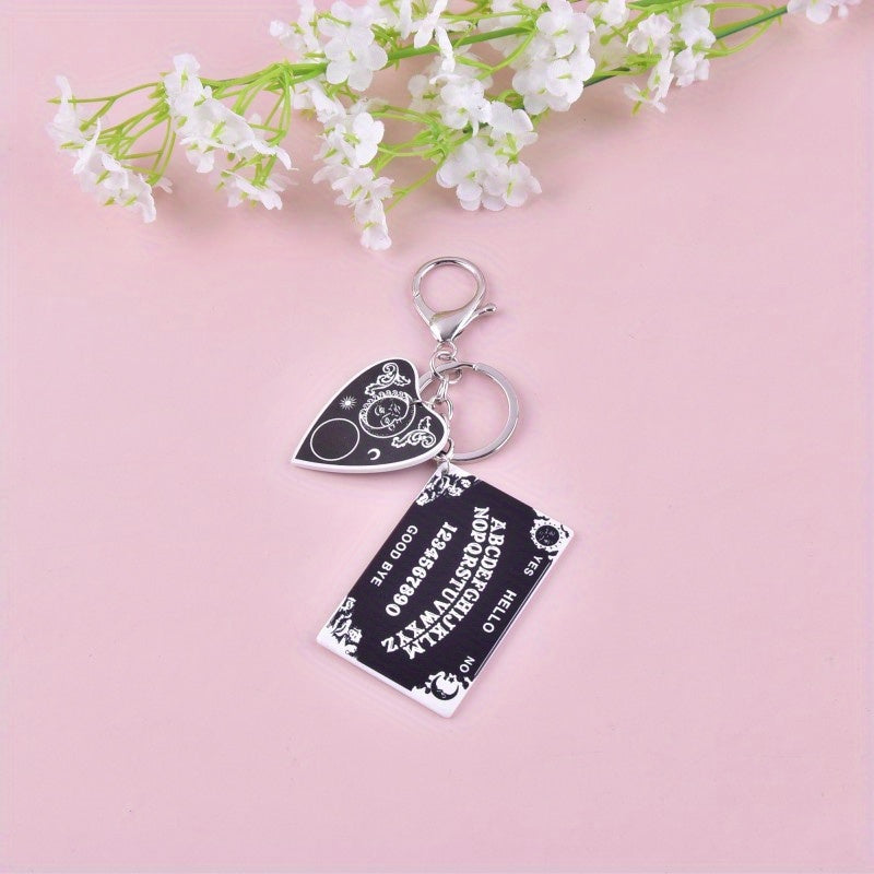 TEMU 1pc Heart-shaped Card Keychain - Black & White Alloy With Iron Pendant, Lobster Clasp, Ideal For Women's Fashion Accessories, Birthday Gift,