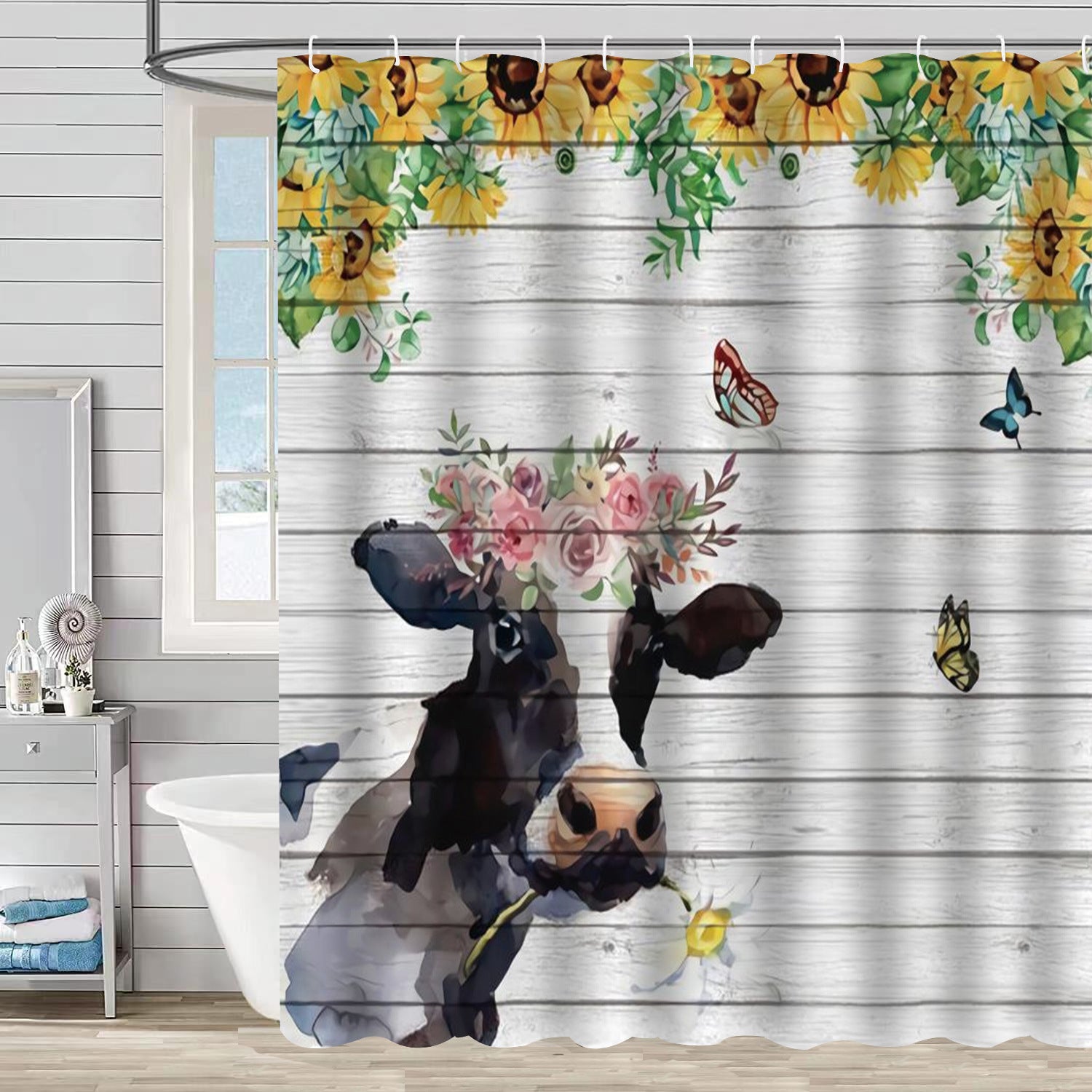 YL-37510 Hot selling digital printed shower curtain animal waterproof, mildew-proof and moisture-proof bathroom dry and wet separation curtain