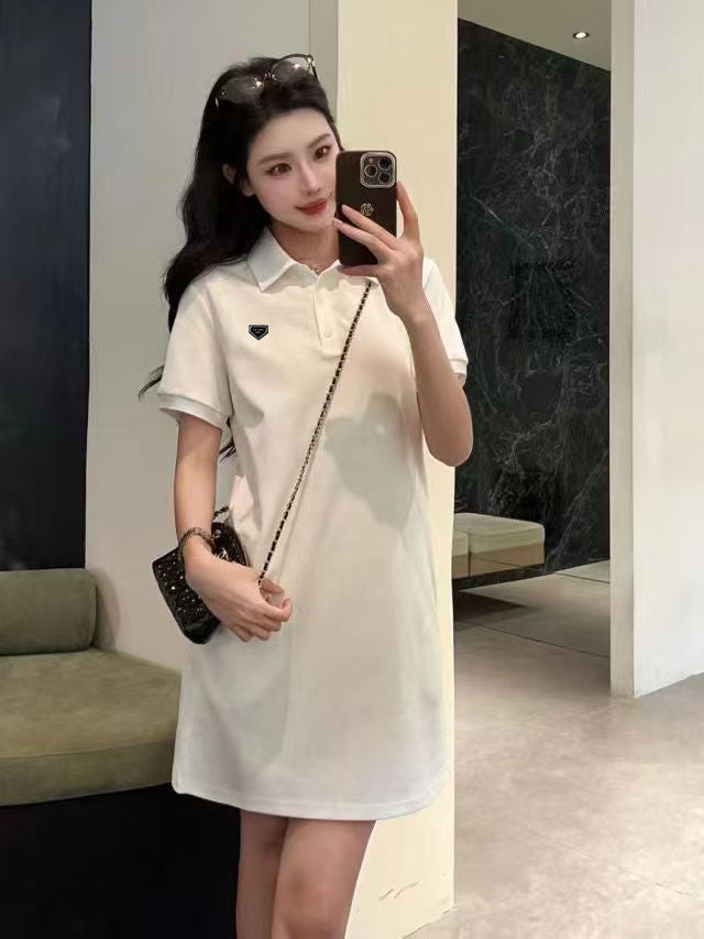designer Dress Casual Dresses Women Summer womens POLO collar slim fit short sleeved skirt new pleated skirt