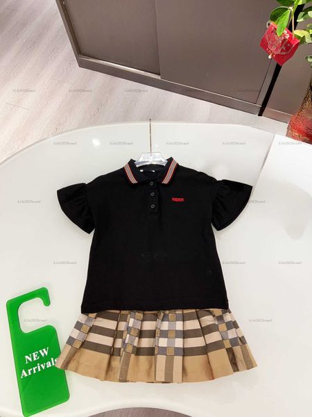 New girls skirt set Summer T-shirt set Check printing baby overskirt kids designer clothes Short-sleeved POLO shirt and skirt
