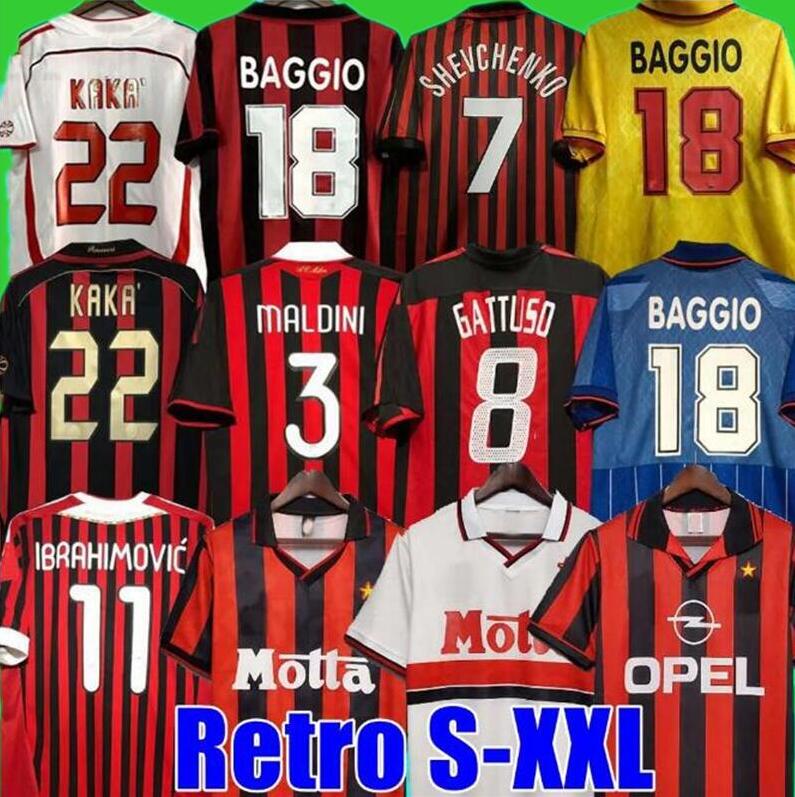 90 91 Retro shirts SOCCER JERSEYS 95 96 97 Gullit 01 02 03 12 14 15 Maldini Van Basten football KAKA Inzaghi 06 07 PIRLO SHEVCHENKO BAGGIO MIlans JE