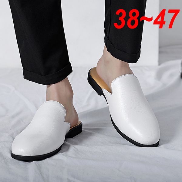 For Half Men Dress Outdoor Mules Leather Loafers Slippers Plus Size 38-47 Backless Mens Flats Casual Shoes Moccasins fac1 s