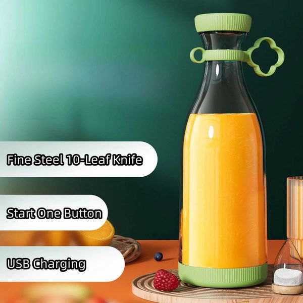 Household portable small juicer with strong stainless steel 10 blade knife pull ring design and USB charging multifunctional juicer b240812