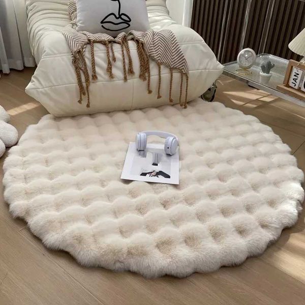 1 PiecesPlush Bubble Velvet round Carpet - SoftFluffyEasy to CleanPremium Interior Decoration Carpet Z250114