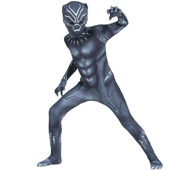 Boys Black Panther Tights Superhero Tights Movie Character Cosplay Justice Hero Mask Set Halloween Dress Up Kids Fantasy Costume W250117