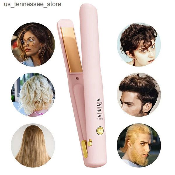 Hair Curlers Straighteners Mini ceramic travel hair straightener 3-speed temperature adjustment fast heating USB charging portable wireless